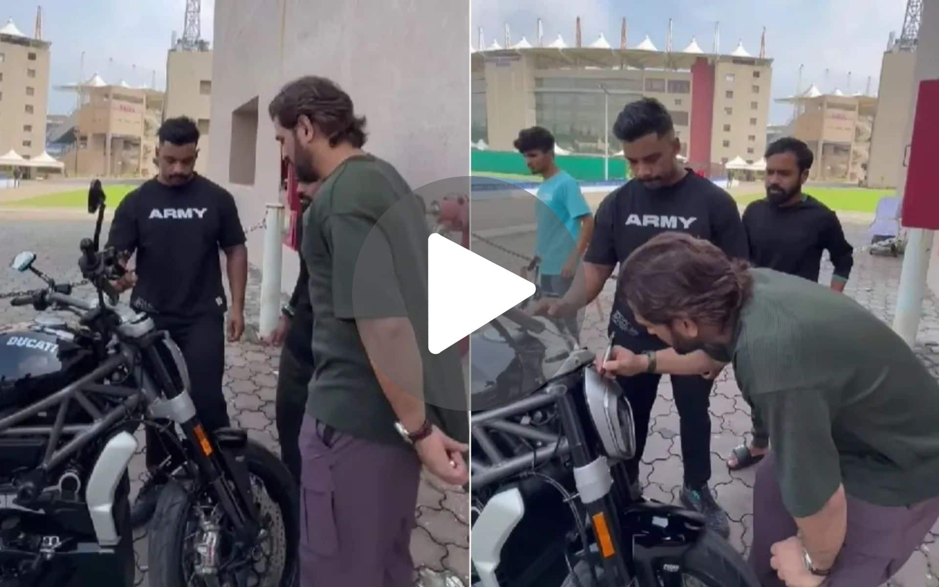 MS Dhoni Makes A Fan's Life Complete by Autographing His INR 25 Lakh+ Ducati Diavel V4